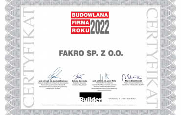 FAKRO Budowlaną Firmą Roku 2022